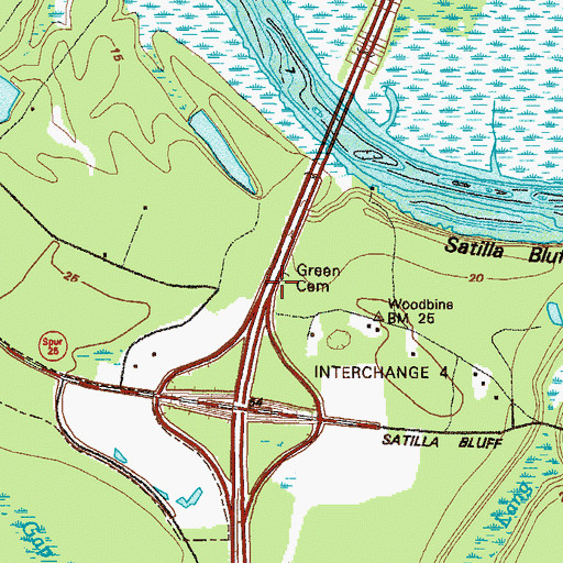 Topographic Map of Green Cemetery, GA