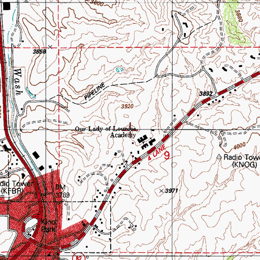Topographic Map of Lourdes Catholic School, AZ