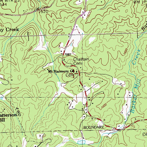 Topographic Map of Mount Harmony Church, TN