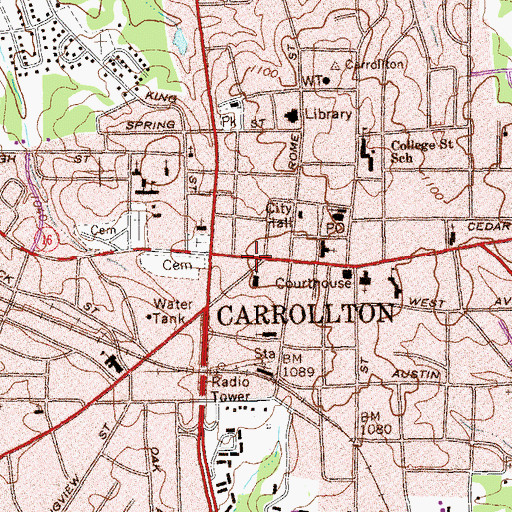 Topographic Map of Carrollton, GA