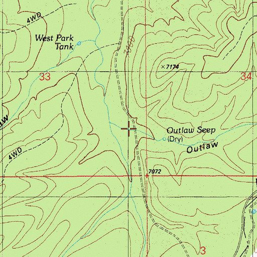 Topographic Map of Outlaw Draw, AZ