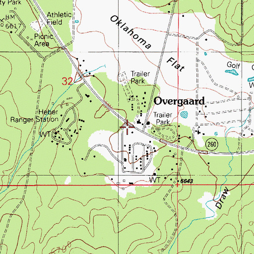 Topographic Map of Overgaard, AZ