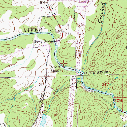 Topographic Map of Albert Shoals, GA