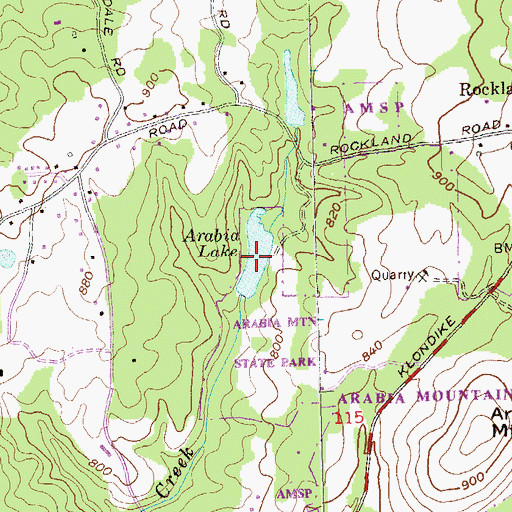 Topographic Map of Arabia Lake, GA