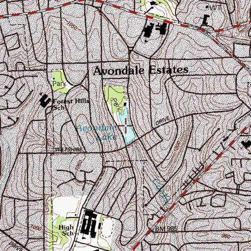 Topographic Map of Avondale Lake, GA