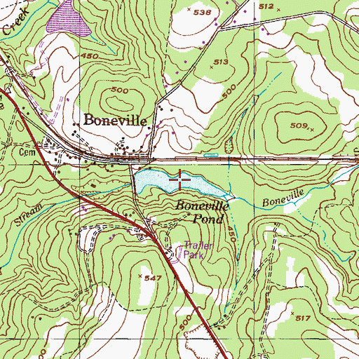 Topographic Map of Boneville Pond, GA