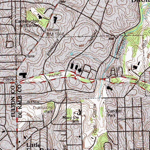 Topographic Map of Brightwood Park, GA