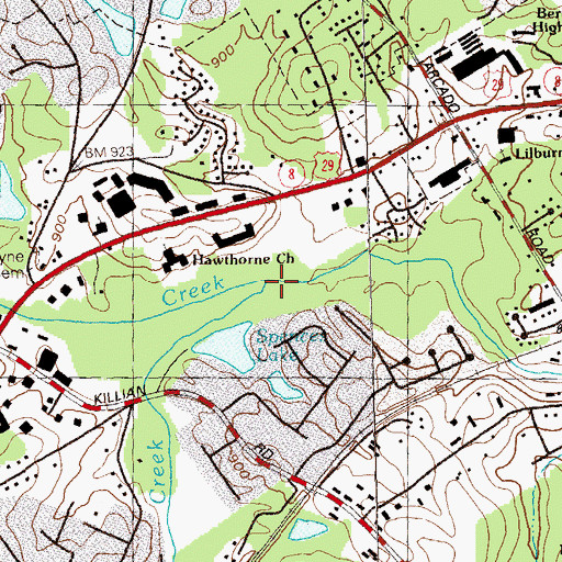 Topographic Map of Camp Creek, GA