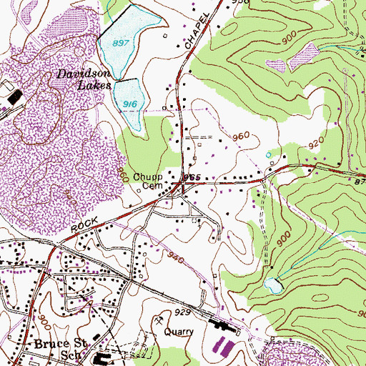 Topographic Map of Chupp Cemetery, GA