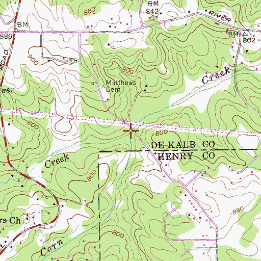 Topographic Map of Clarks Creek, GA