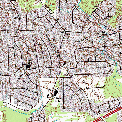 Topographic Map of Clifton Church, GA