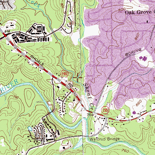 Topographic Map of Cobbs Creek, GA
