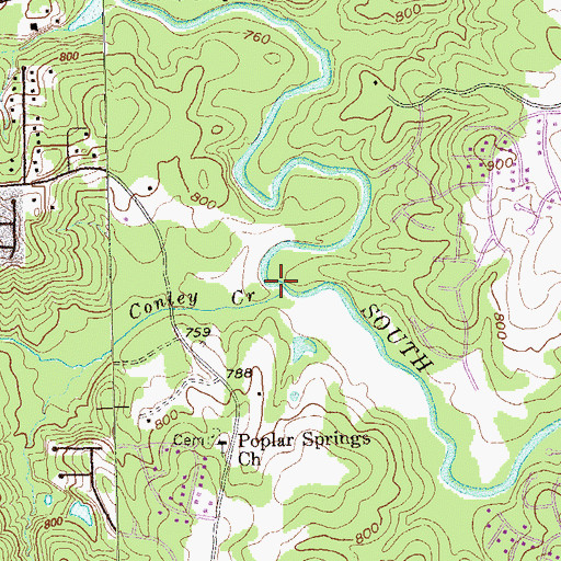 Topographic Map of Conley Creek, GA