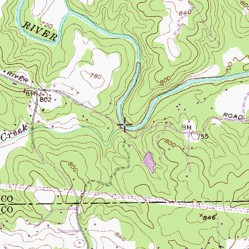 Topographic Map of Corn Creek, GA