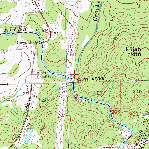 Topographic Map of Crooked Creek, GA