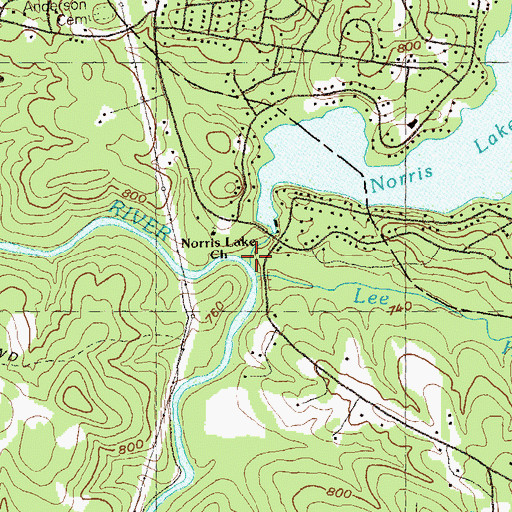 Topographic Map of Doc Moore Branch, GA