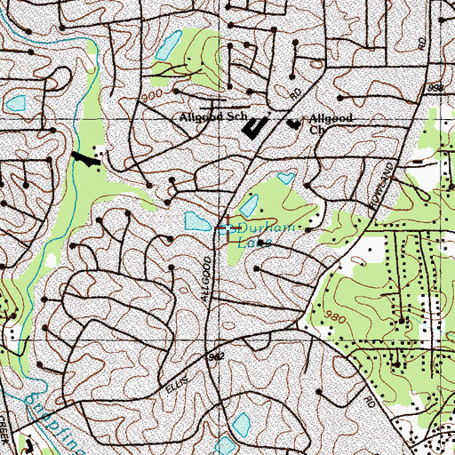 Topographic Map of Durham Lake, GA