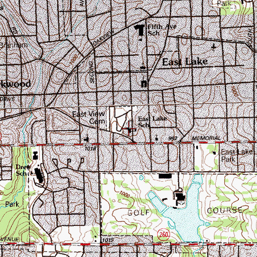 Topographic Map of East Lake Elementary School, GA