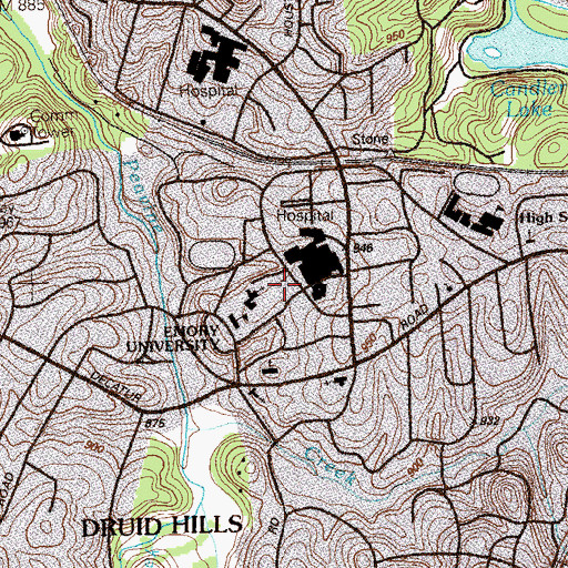 Topographic Map of Emory University, GA