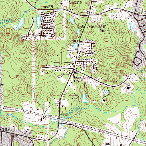 Topographic Map of Fork Creek Church, GA