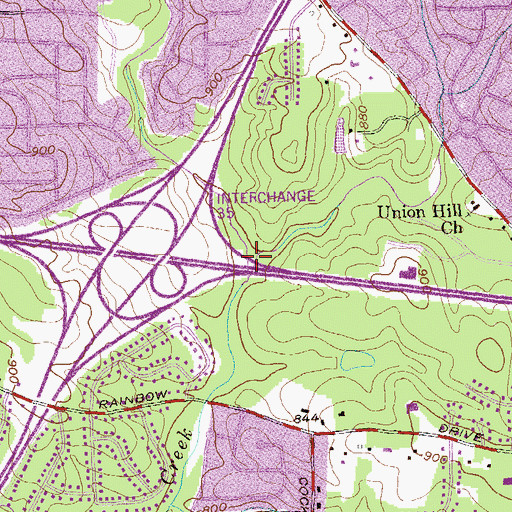 Topographic Map of Fowler Branch, GA