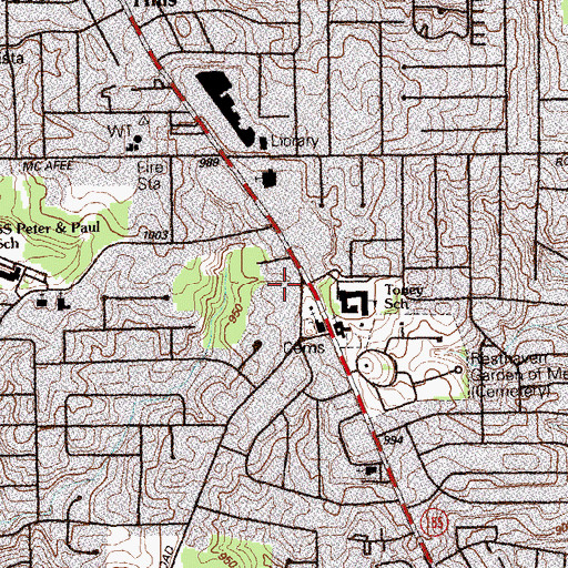 Topographic Map of Glenwood Hills Church, GA
