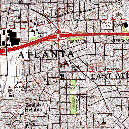Topographic Map of Gordon School, GA