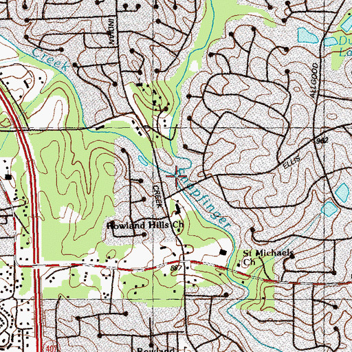 Topographic Map of Indian Creek, GA