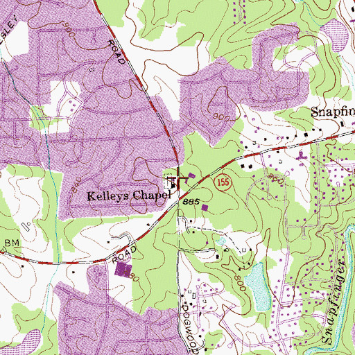 Topographic Map of Kelleys Chapel, GA