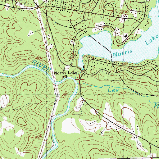 Topographic Map of Lee Henry Branch, GA