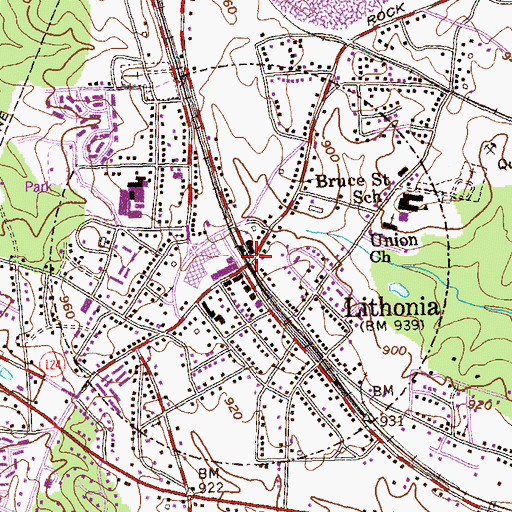 Topographic Map of Lithonia, GA