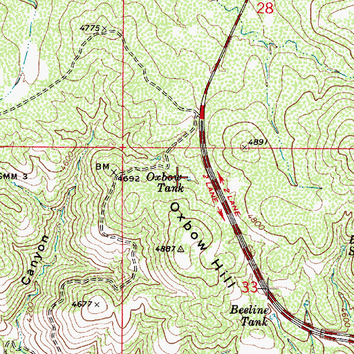 Topographic Map of Oxbow Tank, AZ