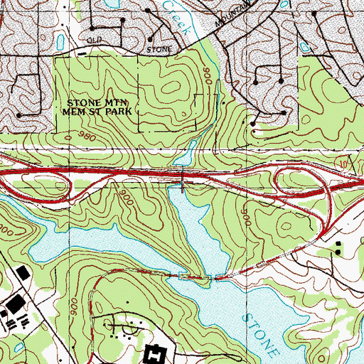 Topographic Map of Little Stone Mountain Creek, GA