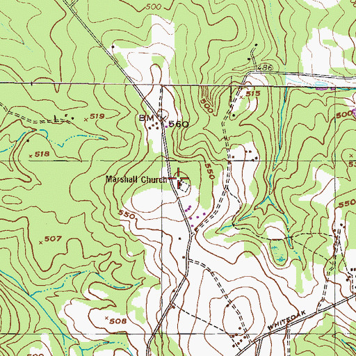 Topographic Map of Marshall Church, GA