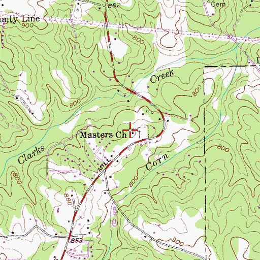 Topographic Map of Masters Church, GA