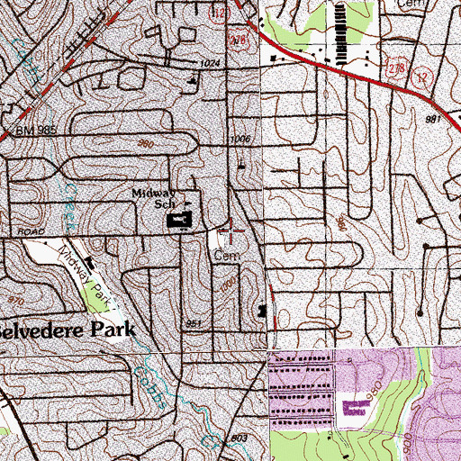 Topographic Map of Midway Church, GA