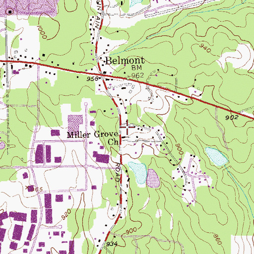 Topographic Map of Miller Grove Church, GA