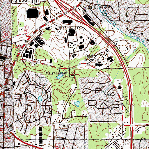 Topographic Map of Mount Pleasant Church, GA