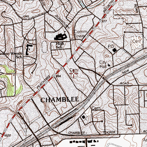 Topographic Map of Mount Zion Church, GA