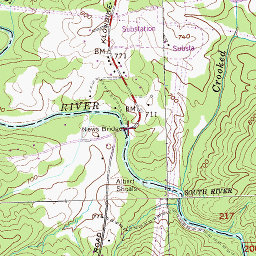 Topographic Map of News Bridge, GA