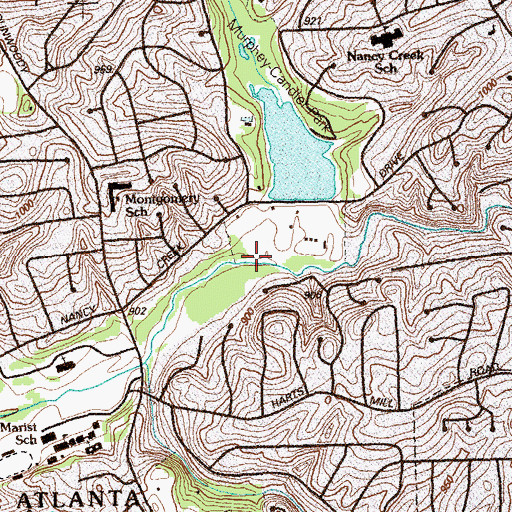 Topographic Map of North Fork Nancy Creek, GA