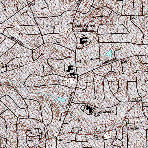 Topographic Map of Oakgrove Church, GA