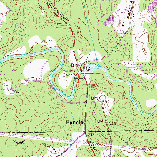 Topographic Map of Panola Shoals, GA