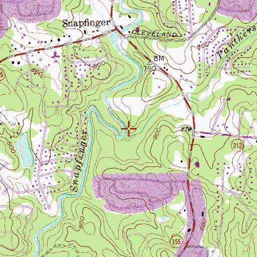 Topographic Map of Panthers Branch, GA