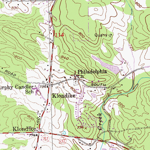 Topographic Map of Philadelphia Church, GA