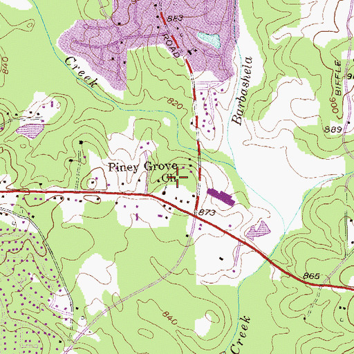 Topographic Map of Piney Grove Church, GA