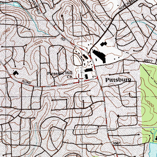 Topographic Map of Pleasant Hill Church, GA