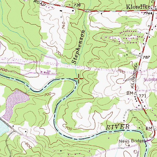 Topographic Map of Pole Bridge Creek, GA