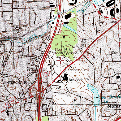 Topographic Map of Rehoboth Cemetery, GA