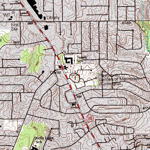 Topographic Map of Resthaven Cemetery, GA